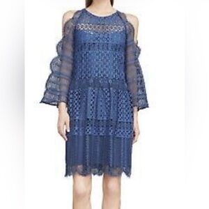BCBGMaxAzria Navy Long Sleeve Lace Dress